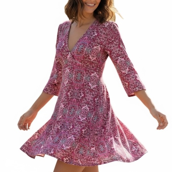 Silk Nanette Lepore Pink Patterned Dress Size 6 - Picture 3 of 10